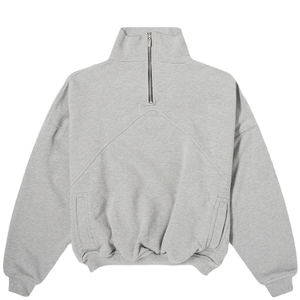 Sudadera Unisex SPINE CRAFT Gris con Cierre de Cremallera, Cuello Alto, Corte Holgado, Largo Regular, Color Sólido, Tejido de Felpa Francesa Informal - Product Image 1