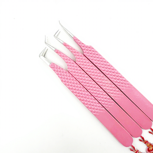 Pince à cils en acier inoxydable à pointe en fibre pour extensions de volume, avec grip diamant et design de base personnalisé - Product Image 5