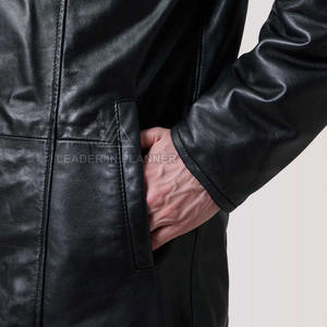 Manteau en cuir pour homme sur mesure, en peau de mouton douce, manteau d'hiver, vente directe d'usine, manteau long en cuir - Product Image 6