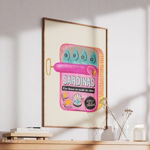 Decoración festiva para pared, ilustración de póster vintage de sardinas y mariscos, impresión artística retro para decoración de pared de cocina - Product Image 3