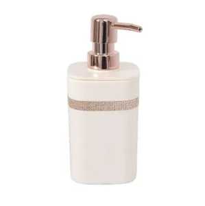 Distributeur de savon de luxe texturé doré, motif gravé, en métal, pour liquide, accessoires de salle de bain élégants, pompe de vanité 350 ml - Product Image 2
