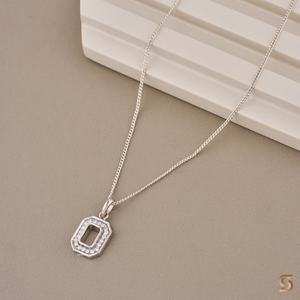 Collar con colgante de oro blanco macizo de 14 quilates con diamante cultivado en laboratorio, corte redondo, octágono, halo minimalista, para mujer - Product Image 6