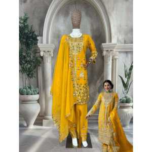 Conjunto de traje de diseñador para mujer con trabajo de bordado de lentejuelas de múltiples agujas - Product Image 5