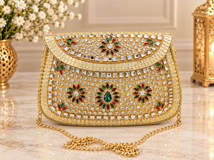 Pochette de soirée en mosaïque métallique multicolore faite à la main pour femme, vente en gros à bas prix, fabriquée en Inde pour les fêtes - Product Image 2