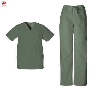 Tenues d'hôpital de haute qualité, ensembles d'uniformes de couleur unie, col en V, uniformes d'infirmière personnalisés, tricotés et respirants pour étudiants en médecine - Product Image 3