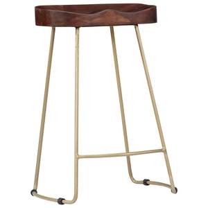 Ensemble de 2 tabourets de bar marron noyer avec finition laiton, chaise de bar élégante et durable - Product Image 2