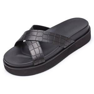 Chaussons de sport en cuir véritable de haute qualité, semelle épaisse, grandes tailles, pour hommes, décontractés, pour la plage, chaussures plates décontractées pour la marche en extérieur - Product Image 3