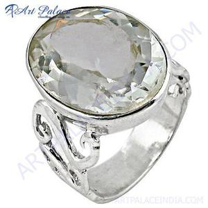 Popular Design Fine Silver <b>Ring</b> with <b>Crystal</b> Gemstone and Diamond 925 Sterling Certified by IGI for Weddings - Product Image 1