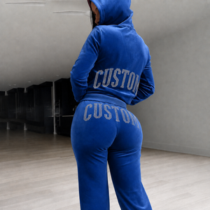 Wholesale womens tracksuit cotton fleece tracksuit custom logo for US streetwear brands low MOQ supplier - Product Image 1