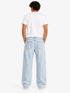 Men’s <b>Light</b> Blue Baggy Jeans Relaxed Fit Wide Leg Denim Pants Casual Streetwear Jeans Washed Cotton Denim <b>Trousers</b> Comfortable - Product Image 4