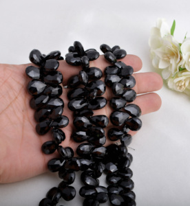 Offre Spéciale Naturel : Épine de laine noire facettée en forme de poire, 3 brins, naturelle, pour la fabrication de bijoux fins, pierre précieuse, lot complet - Product Image 3