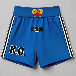 Shorts de boxe respirants en polyester, impression personnalisée, broderie du logo, équipement d'entraînement actif, taille personnalisée - Product Image 1