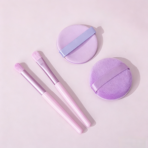 Soft Makeup Puff and Brush Set Cosmetic Sponge Face and Eye Beauty Tools Pink Purple Gift <b>Box</b> - Product Image 3