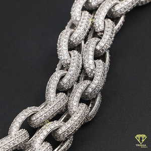<b>Iced</b> <b>Out</b> Rolo <b>Chain</b> Moissanite Diamond in 925 Sterling Silver Heavy Chunky Hip Hop Necklace Jewelry for Men Rapper - Product Image 4