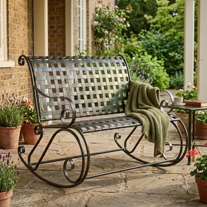 KHP European Style Wrought Iron Rocking <b>Swing</b> <b>Bench</b> Weather-Resistant Antique Metal Patio 2-Seater for Porch - Product Image 2