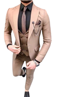 Ensemble de costumes de mariage 3 pièces pour hommes, style classique royal, pour garçons d'honneur et bal de promo, blazer de smoking de haute qualité à col cranté et simple boutonnage