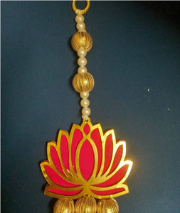 Décoration murale traditionnelle en papier en forme de lotus avec pompons et perles pour la décoration intérieure de Diwali - Product Image 2