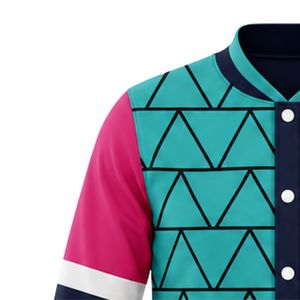 เสื้อแจ็คเก็ตเบสบอลสีเทอร์ควอยซ์ชมพูดำ ซิปยาว แขนยาว ชุดทีม ชุดยูนิฟอร์ม น้ำหนักเบา เสื้อคลุมกีฬา - Product Image 4