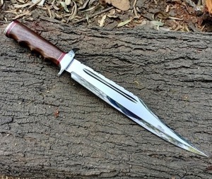 Cuchillo de Caza de Acero Inoxidable con Hoja de Punta de Lanza, Mango de Madera, Borde Recto, Grosor No Ajustable, Hoja Única, OEM, 28cm de Longitud Total - Product Image 1