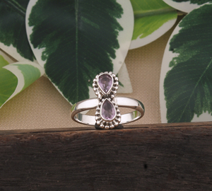 Bague Vintage Classique en Améthyste Poire en Argent Sterling 925 avec Pierre Gemme Goutte d'Eau Pointillée, Bijoux pour Mariage, Fête, Pierre de Naissance, Vente en Gros - Product Image 5