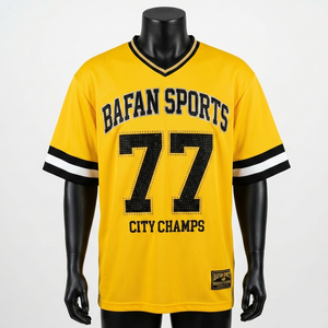 Camiseta de Fútbol Premium para Hombre, 180, Micro Malla Transpirable de Poliéster, Diseño de Paneles con Rayas Amarillas y Negras, Logotipo Personalizado - Product Image 5