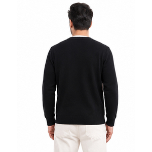 <b>Men's</b> Black Knitted <b>Pullover</b> Sweater Solid Color Regular Sleeve Autumn Wear High Quality Breathable O Neck Knitted Sweaters - Product Image 3