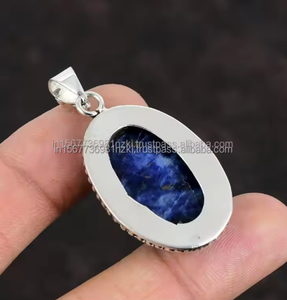 เครื่องประดับแนวโบฮีเมียนทำด้วยมือสีเงินสเตอร์ลิง925อัญมณีโซดาไลต์ธรรมชาติที่มีรูปร่างแบบคู่รักสวมใส่ง่ายในชีวิตประจำวัน - Product Image 2