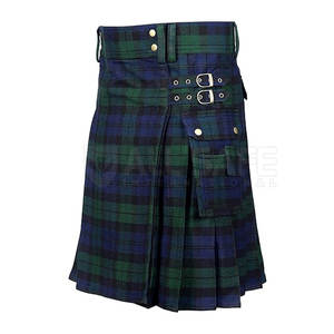 กระโปรงลายตาหมากรุกสำหรับผู้ชายผ้าฝ้ายผสมปรับเอวได้ปรับสีโลโก้ได้ - Product Image 4