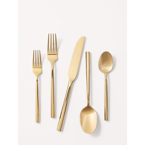 Juego de Cubiertos de Acero Inoxidable Ecológico de Alta Calidad, Chapado en Oro, Diseño Moderno, Acabado Dorado Cepillado, para Uso en el Hogar, Hoteles y Fiestas, Precio Razonable - Product Image 4