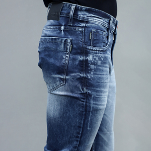 Jeans bleus extensibles Gex pour hommes, taille mi-haute, les plus vendus en gros - Product Image 3