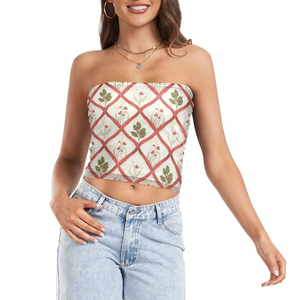 เสื้อครอปท็อปแบบสวมสำหรับผู้หญิง ลายคริสต์มาส สำหรับออกกำลังกาย โยคะ ฟิตเนส ผ้าไร้ตะเข็บ ยกกระชับทรง  OEM - Product Image 2
