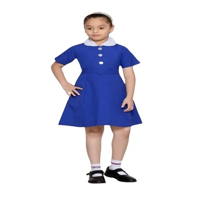 Nieuwe Product Promotionele School Uniform Voor Meisjes Kraag Hals Japon Textiel School Uniformen