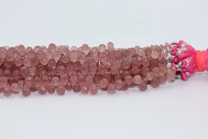 AAA Strawberry Quartz Faceted Drops Shape Beads 5*7-6*8mm 8 Inches Briolette Side Cut Natural <b>Stone</b> For Jewelry Making - Product Image 6