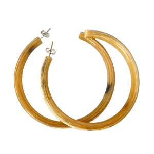 Ensemble de boucles d'oreilles en corne de buffle rondes et carrées faites à la main, boucles d'oreilles pendantes uniques classiques par pierres précieuses - Product Image 1