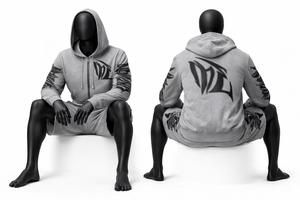 Wholesale Factory Made OEM Services Cotton Made Men Fashion Wear Apparels Distressed <b>Hip</b> Hop Fashion Zipper Hoodies Track Suits - Product Image 2