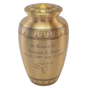 Urne funéraire en laiton doré Band Of Hearts, urne funéraire en métal pour cendres humaines, design cœur, adulte - Product Image 1
