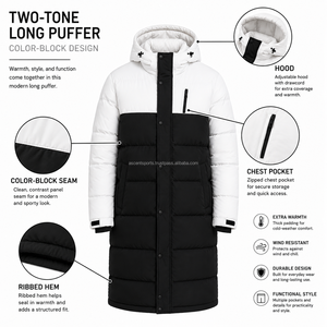 Parka matelassée à capuche pour homme, longue, épaisse, chaude, d'hiver, en duvet, résistante à l'eau, respirante, pour l'extérieur, par temps froid, vente en gros - Product Image 6