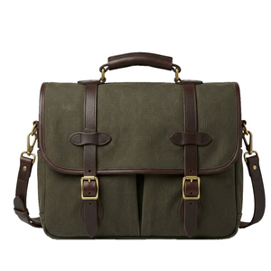 Bolso tipo satchel de cuero clásico, bolso de hombro estructurado, con múltiples compartimentos, duradero, para el trabajo, la escuela, para hombres y mujeres - Product Image 6