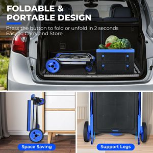 Carrello Pieghevole a 2 Livelli Multifunzione con Ruote, Cesto Portaoggetti per la Spesa - Product Image 3