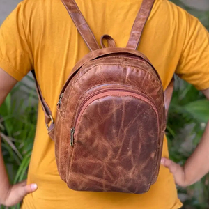 High Quality Stylish New Designer Personalize Handmade Full Grain Leather Travel Laptop Backpack Rustic Brown Leather Backpacks - Product Image 3