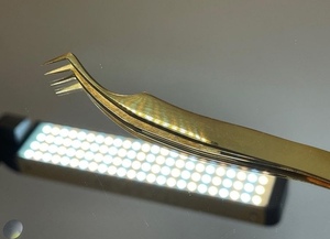 Professional Stainless Steel Fiber <b>Lash</b> & Eyebrow Tweezers High Quality Precision 10mm Smooth Tip Durable Model Dahui DH0000032 - Product Image 6