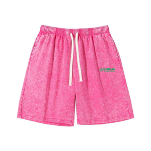Shorts de jogging streetwear style urbain en toile délavée à l'acide, effet soleil, vintage et usé, avec logo frontal, séchage rapide - Product Image 3