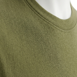 T-shirt à manches courtes pour homme, vert olive, col rond, coupe classique, tricoté, design uni, décontracté - Product Image 5