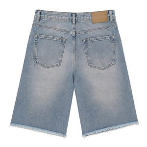 Flame Wing Rhinestone <b>ice</b> Blue Cotton denim Shorts men Baggy Y2K Streetwear Shorts Applique Chain <b>Ring</b> Frayed Hem Denim Shorts - Product Image 2