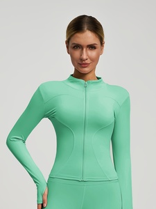 Women's Stand Collar Zip up Long Sleeve <b>Yoga</b> <b>Jacket</b> Slim Fit Quick Dry Running Sports Top Moisture Wicking Gym Wear - Product Image 4