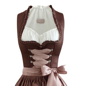 Robe Dirndl bavaroise pour femme avec ceinture ventrale, décontractée, été, couleur unie, vente en gros ODM, hauts de robe en satin 100% polyester - Product Image 4