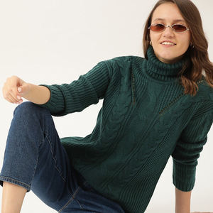 Pull col roulé à manches longues pour femme, pull décontracté épais et chaud en tricot, nouvelle collection automne hiver 2024 - Product Image 6