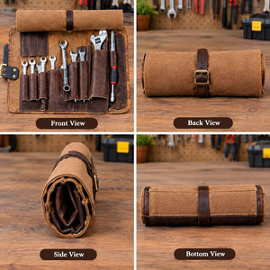 Bolsa enrollable de cuero premium para herramientas, organizador de herramientas manuales para mecánicos y técnicos, personalización de marca OEM a precio razonable. - Product Image 6