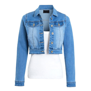 Veste en jean de qualité supérieure, longueur standard, doublure en coton, imprimé noir, couleur unie, coupe décontractée, manches longues, séchage rapide, respirante - Product Image 1