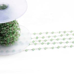 Chaîne de chapelet perlée ronde à facettes en pierre précieuse verte AAA avec finition plaquée argent pour la fabrication de bijoux, vente en gros et approvisionnement en vrac - Product Image 6